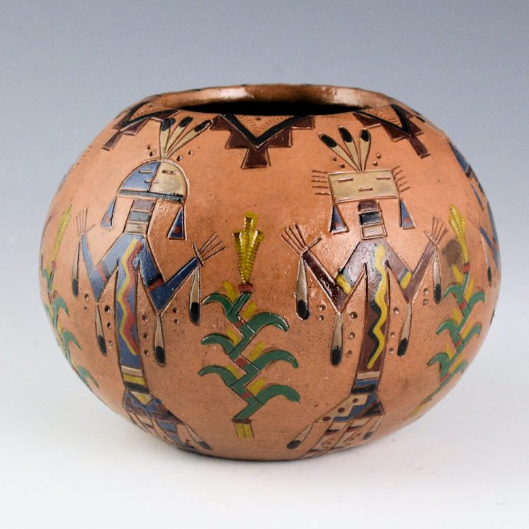 Chilly-Yazzie, Nancy Ann - Bowl with Yei Figures, Corn, and Cloud Designs