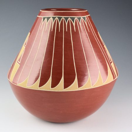 Alternative view of Tapia, Ramona - 7" Tall Polychrome Jar with Feather and Cloud Designs (1960s)