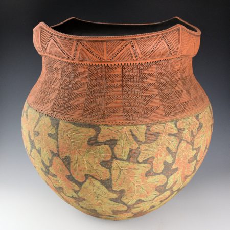 Zane Smith, Richard - 17" Tall "Oak Leaves" Jar (2005)