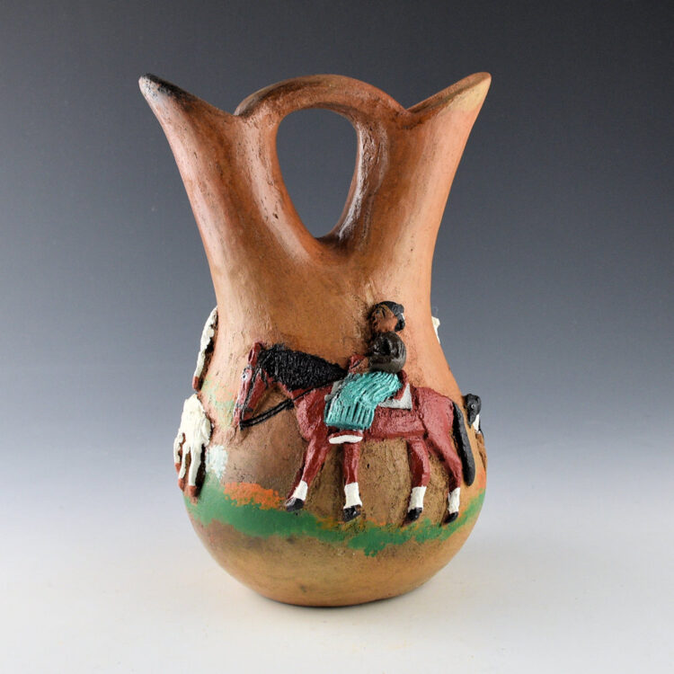 Claw, Silas and Bertha - Wedding Vase with Shepherdess, Five Sheep, and a Dog (1990s)