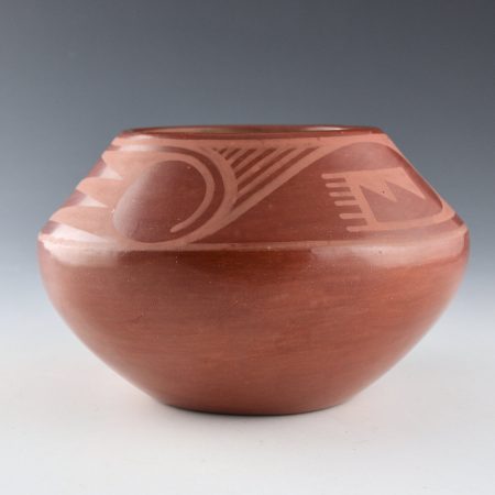 Roybal, Tonita and Juan - Red Jar with Cloud and Rain Designs (late 1920s)