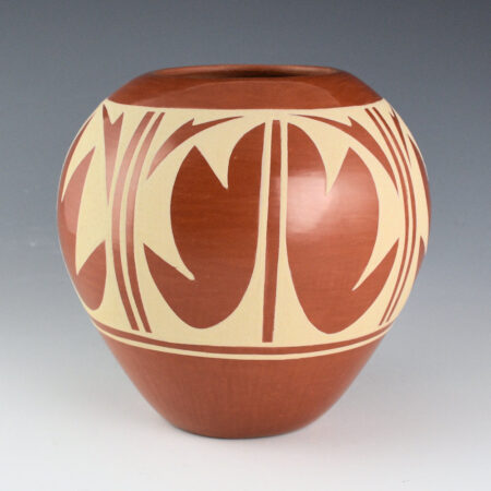 Vigil, Albert & Josephine - Red Jar with  Flower Designs (1970s)