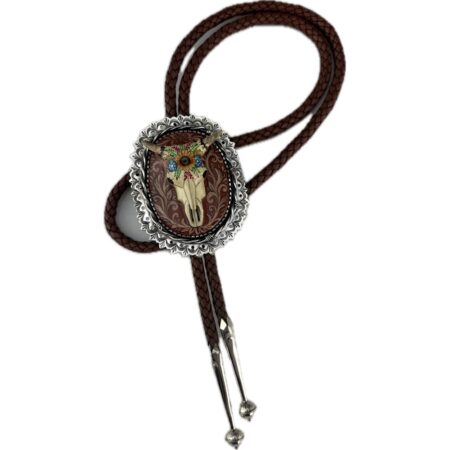 Alternative view of Arthur Lopez & Bernadette Marquez - "Cow Skull" Bolo Tie (Wood/Sterling Sliver)