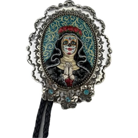 Arthur Lopez & Bernadette Marquez - "Muerte Azul" Bolo Tie (Wood/Sterling Sliver)