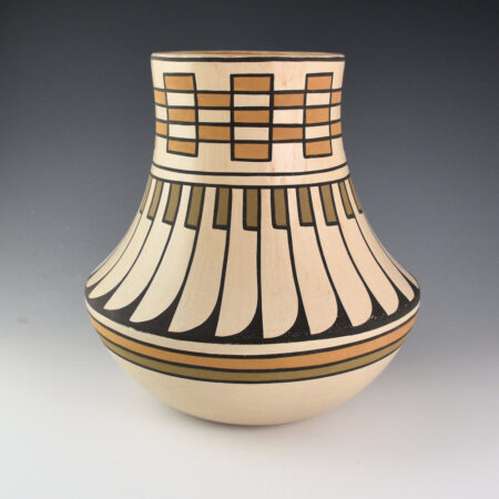 Alternative view of Blue Corn - 10" Tall Polychrome Water Jar with 24 Feathers (1970s)
