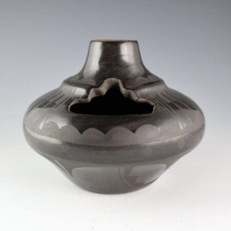 Alternative view of Dunlap, Carmelita - Water Jar with Feather Design and Terrace Cut-Out (1970s)