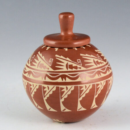 Alternative view of Curran, Dolores - Painted Bowl with Avanyu, Clouds, and Lid