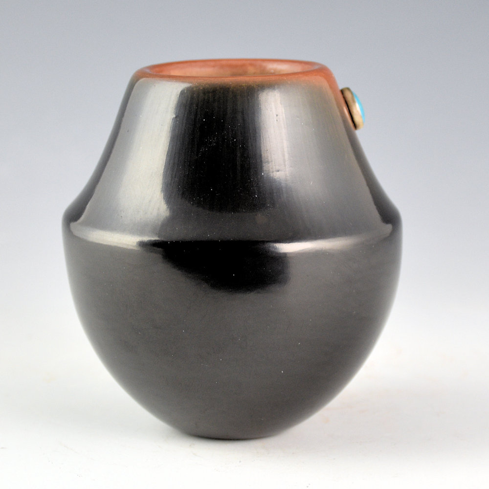 Fender, Erik - Black-and-Sienna Jar with Turquoise Inset - Image 3
