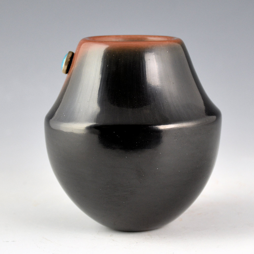 Fender, Erik - Black-and-Sienna Jar with Turquoise Inset - Image 2