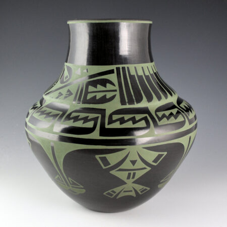 Fender, Erik - 11" Tall Black-and-Green Double Shoulder Water Jar