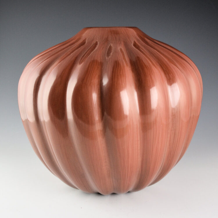 Shupla, Helen - 12" Wide Large Red 19 Rib Melon Jar (1980s)