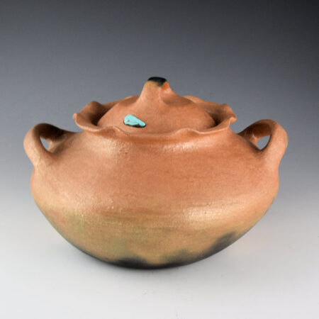 Geffory, Julia Raquel - Picuris Micaceous Jar with Fluted Rim and Lid (2008)