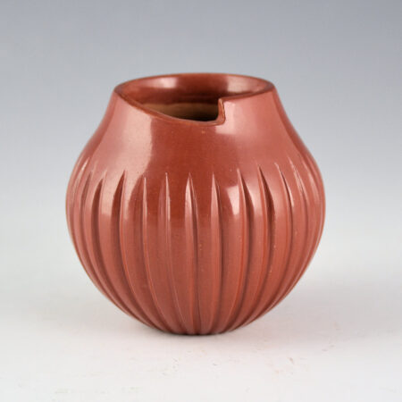 Tafoya-Sanchez, Linda - 32 Straight Rib Melon Jar with Kiva Step Edge