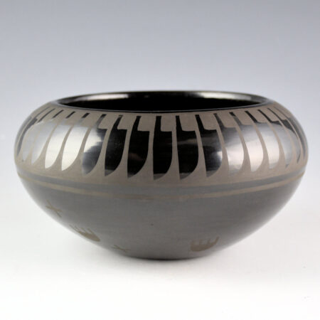 Martinez, Marvin & Frances - Bowl with 42 Feathers, Bear Paws and Stars