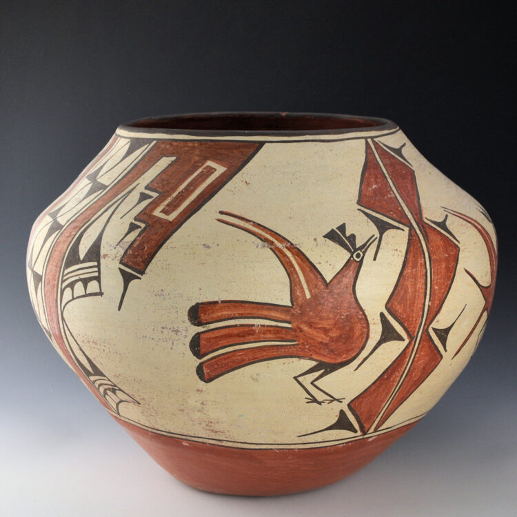Bell, Seferina  - 15" Wide Storage Jar with Birds and Clouds (1950s)