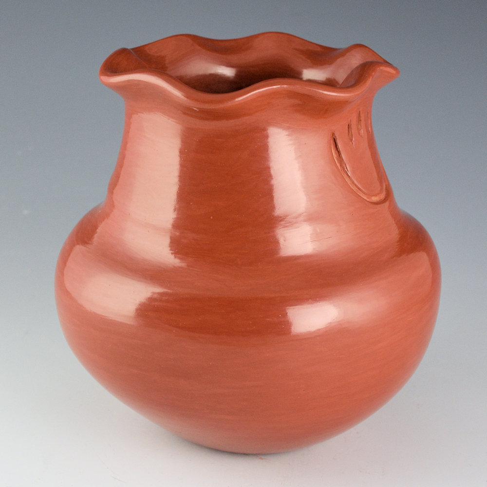 Naranjo-Garcia, Sharon - Red Water Jar with Bear Paws and Fluted Rim - Image 4