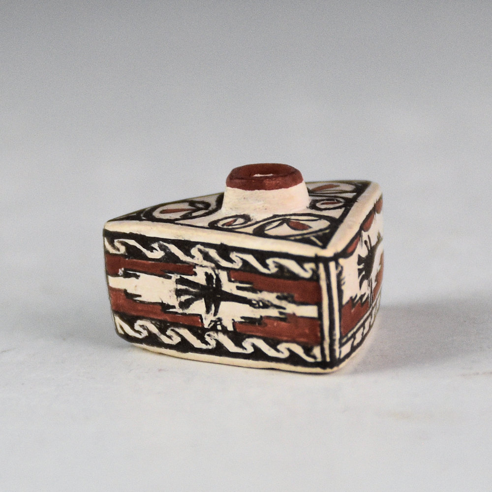 Natseway, Thomas - Mini Three Sided Jar with Pueblo Birds
