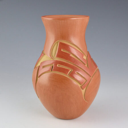 Diaz, Tina - Red and Tan Jar with Swirling Clouds