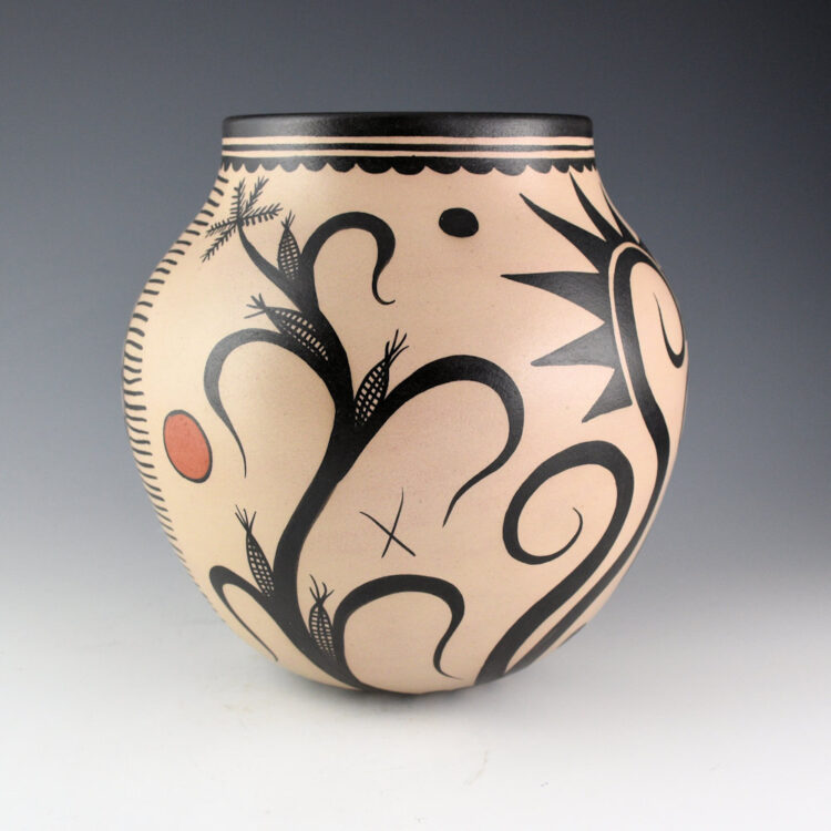 Ortiz, Virgil - Traditional Jar with Corn & Wildflower Designs (2005)