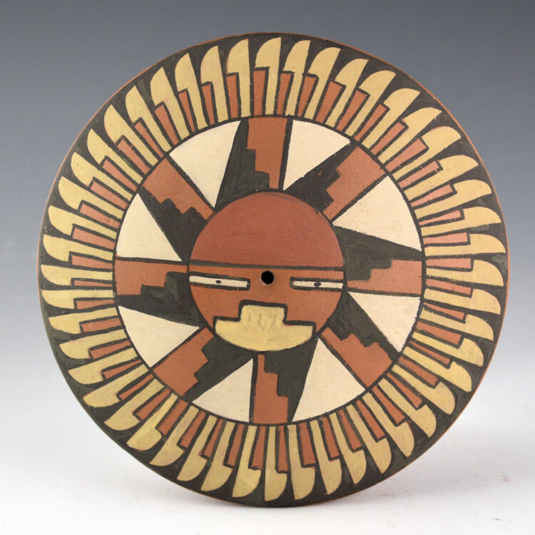 Gutierrez, Virginia - Nambe Polychrome Seedpot with Sun and Feather Design (1980s)
