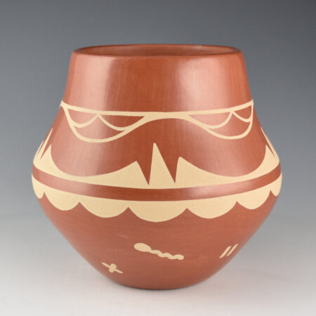 Alternative view of Appleleaf, Martha Fender - Red Jar with Avanyu and Clouds (1990s)