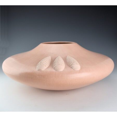 Qoyawayma, Al - 16" Wide Mauve Colored Jar with Three Corn Design (1988)