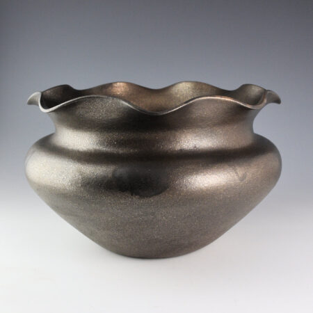 Alternative view of Yazzie, Angie - 12" Wide Micaceous "Grandmother Jar" with Fluted Rim (2025)