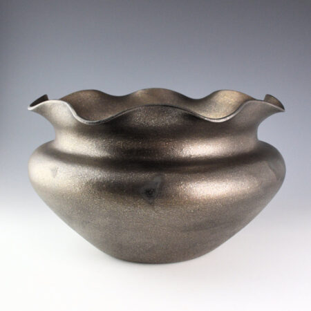 Yazzie, Angie - 12" Wide Micaceous "Grandmother Jar" with Fluted Rim (2025)