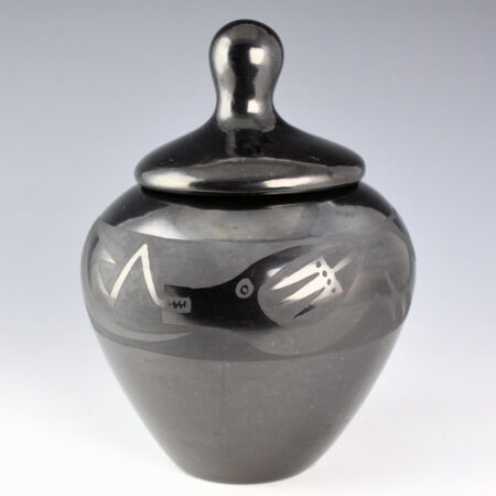 Martinez, Anita - Gunmetal Fired Bowl with Avanyu and Lid (1970s)