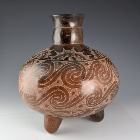 Alternative view of Earles, Chase Kahwinhut - 11" Tall Traditional Caddo Tri-Pod Jar with Water Designs