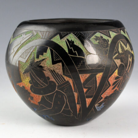 Dalawepi (Ergil Vallo) - Square Bowl with Katsina Figures (1990s)