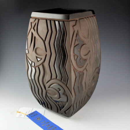 Begay, Daniel - 15" Tall "Bears by the River" Square Jar, Ribbon