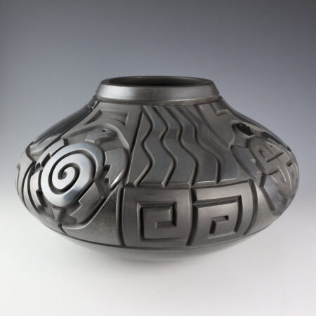 Alternative view of Begay, Daniel - "Riding the Waves" 13" Wide Jar with Turtles