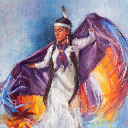 Alternative view of Winder, Kwani Povi - "Fancy Dancer" Oil on Linen Board (10" x 10")
