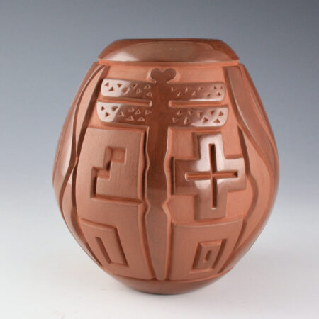 Alternative view of Begay, Jr., Harrison - Red Jar with Hummingbird and Dragonfly (2025)