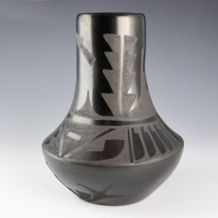 Dunlap, Jeannie Mountain Flower - Long Neck Jar with Feather and Plant Designs