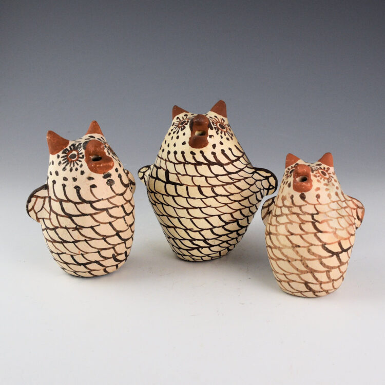 Nahohai, Josephine - Group of Three Clay Owls (1960s)