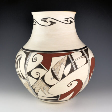 Navasie, Joy "Frogwoman" - 12.75" Tall Water Jar with Swirling Birds (1980s)