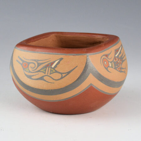 Gutierrez, Lela & Luther - Square Bowl with Birds and Avanyu (1956-66)