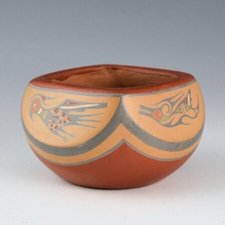 Alternative view of Gutierrez, Lela & Luther - Square Bowl with Birds and Avanyu (1956-66)