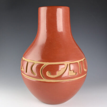 Alternative view of Tafoya, LuAnn - 14" Tall Long Neck Jar with Rain and Kiva Step Designs