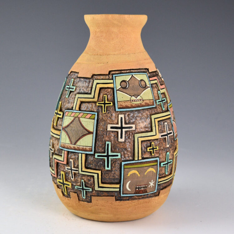 Honyouti, Mavasta - "Circuitry of the Stars" 9 Katsina Face Cottonwood Jar