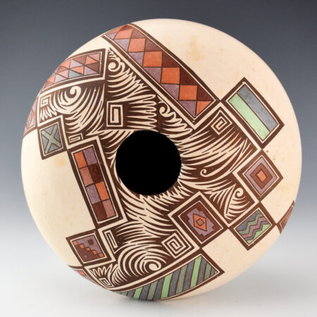 Begaye, Nathan - Polychrome White Bowl with Clouds and Geometrics (1999)