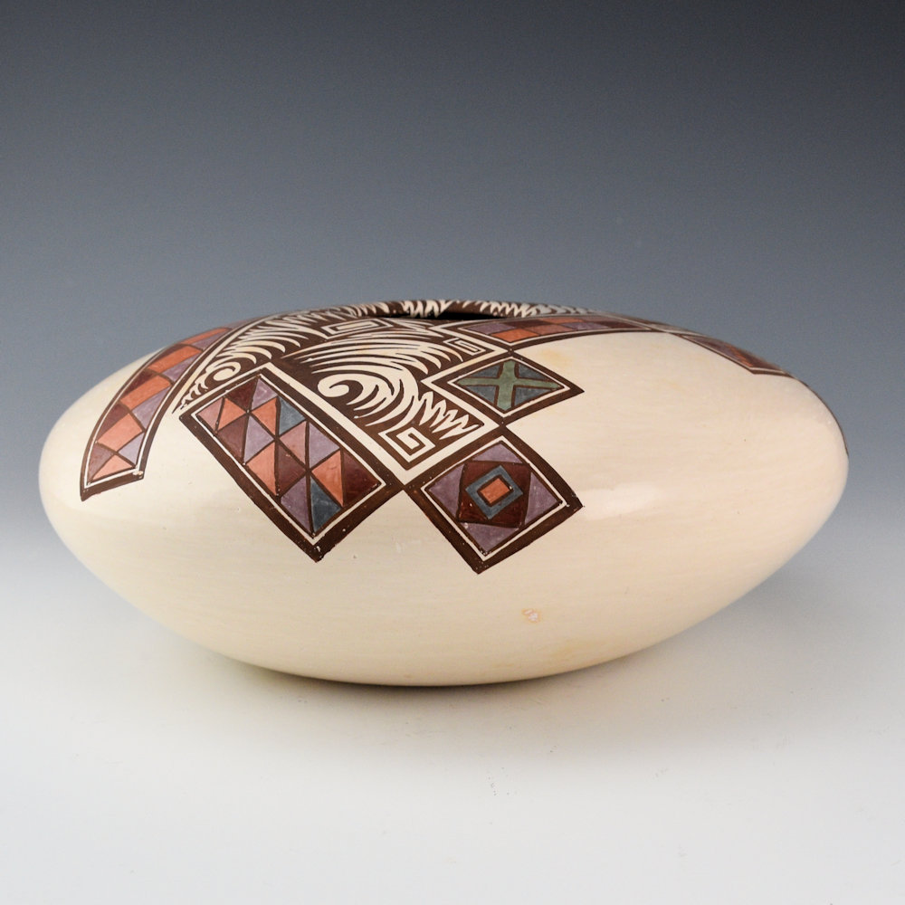 Begaye, Nathan - Polychrome White Bowl with Clouds and Geometrics (1999) - Image 3