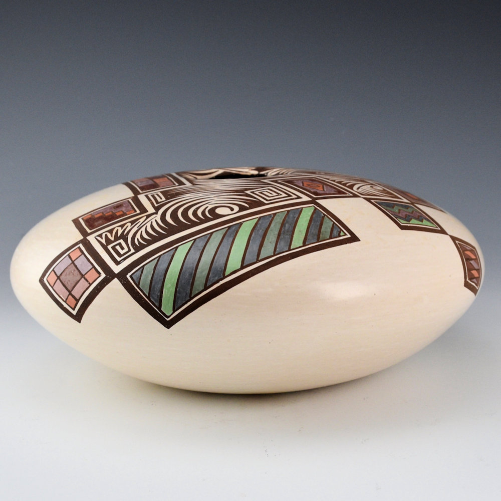 Begaye, Nathan - Polychrome White Bowl with Clouds and Geometrics (1999) - Image 2