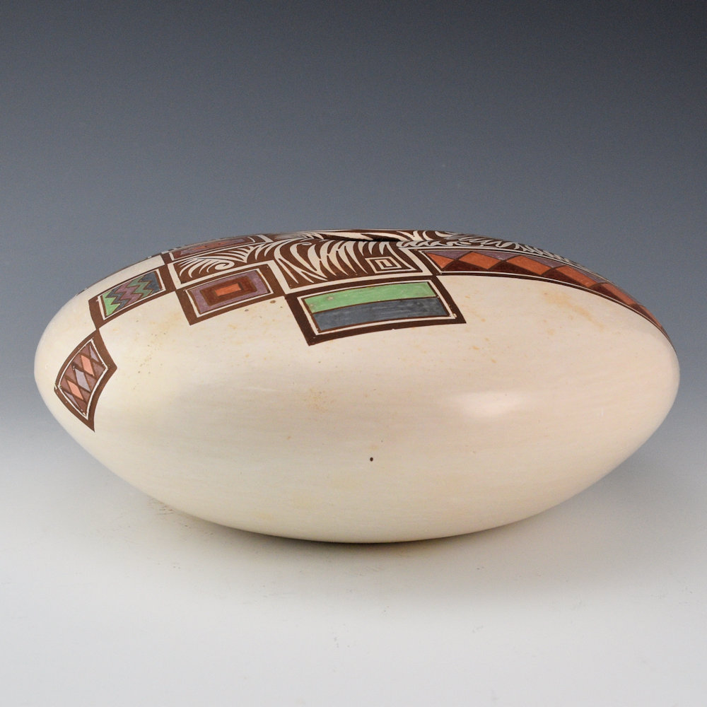 Begaye, Nathan - Polychrome White Bowl with Clouds and Geometrics (1999) - Image 4
