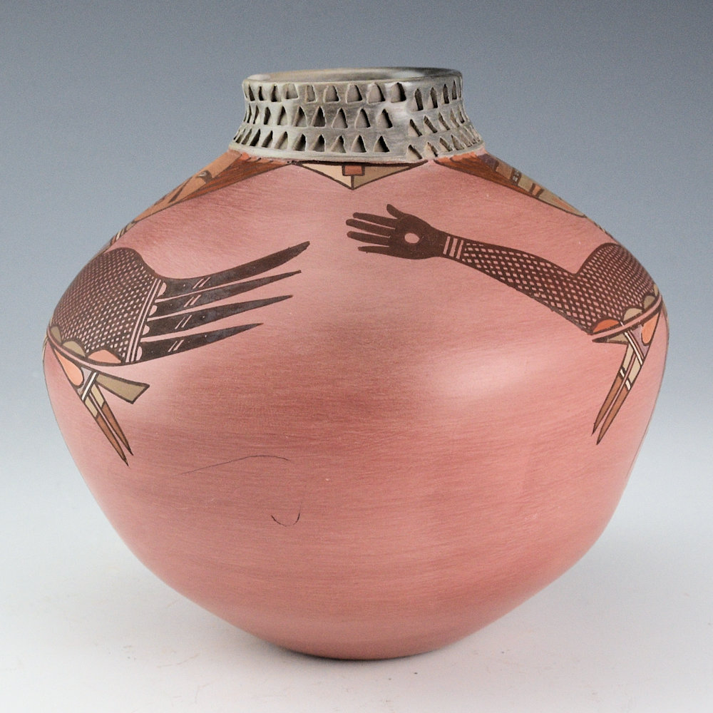Begaye, Nathan - Polychrome Jar with Eagle and Sun Katsina Figures (1988) - Image 4