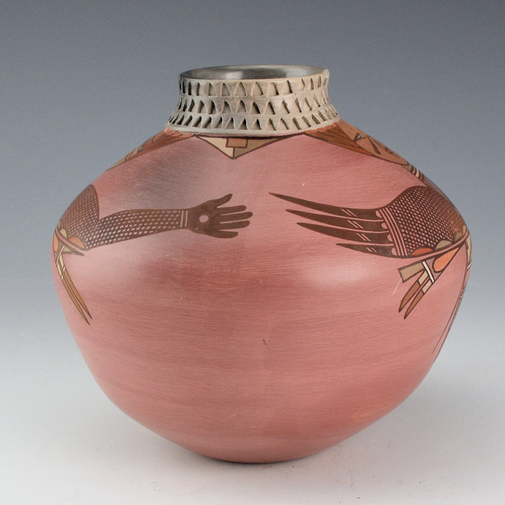 Begaye, Nathan - Polychrome Jar with Eagle and Sun Katsina Figures (1988) - Image 3