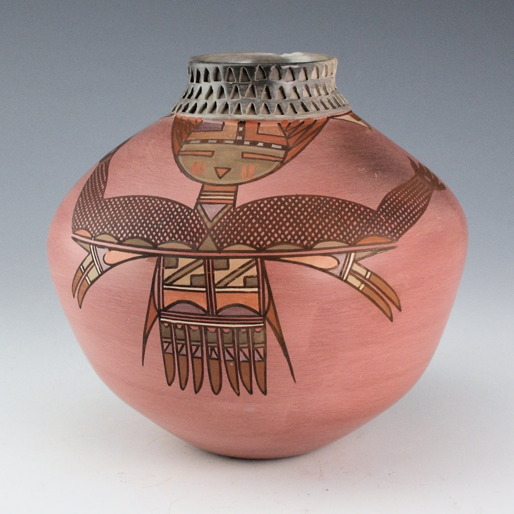 Begaye, Nathan - Polychrome Jar with Eagle and Sun Katsina Figures (1988)