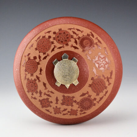 Alternative view of Duwyenie, Debra & Preston - Wide Bowl with 12 Turtles, Silver Turtle Lid
